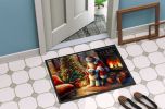 Old English Sheepdog and Santa Claus Doormat Front Door Mat Indoor Outdoor Rugs for Entryway, Non Slip Washable Low Pile, 24H X 36W