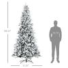 9 ft Pine Snow Flocked Artificial Christmas Tree with 616 Realistic Cedar Branches, Auto Open, Home Holiday Decoration, Green