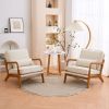 Oak Armrest Oak Upholstered Single Lounge Chair Indoor Lounge Chair Off-White