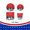 50pcs Christmas Dinnerware Set Party Supplies Snowman Disposable Tableware Paper Plates and Napkins Banners Plastic tablecloths Cutlery Serves 10 for