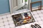 French Bulldog Fall Kitchen Pumpkins Doormat Front Door Mat Indoor Outdoor Rugs for Entryway, Non Slip Washable Low Pile, 24H X 36W