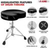 5 CORE Drum Throne Padded Guitar Stool Adjustable Heavy Duty Saddle Music Chair Seat Universal for Adults & Kids with Anti Slip Rubber Feet - DS CH BL