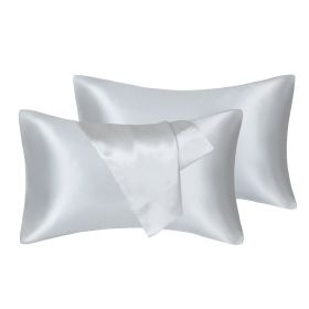 75D Satin Artificial Silk Pillowcase (Option: Silver-King 20X36in-1Pairs)