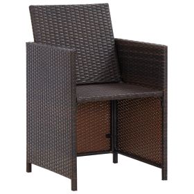 vidaXL 11 Piece Patio Dining Set with Cushions Poly Rattan Brown (Option: as picture)