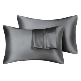 75D Satin Artificial Silk Pillowcase (Option: Dark Grey-Queen 20X30in-1pcs)