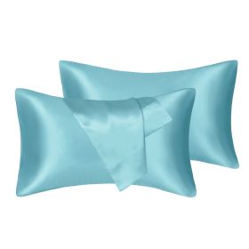 75D Satin Artificial Silk Pillowcase (Option: Green-King 20X36in-1pcs)