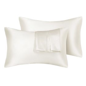 75D Satin Artificial Silk Pillowcase (Option: Ivory-Queen 20X30in-1Pairs)