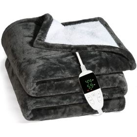 Electric Blanket Heated Throw Digital Controller 10Hour Timer 6 Heat Settings (Color: Black)